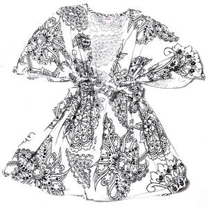 NEW NWT Lularoe Savannah Soft Knit Belted Kaftan Floral White Black Swirl